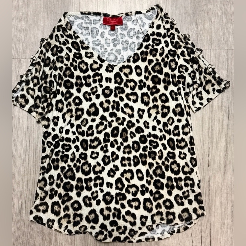 Jennifer Lopez Leopard Print V-Neck Blouse